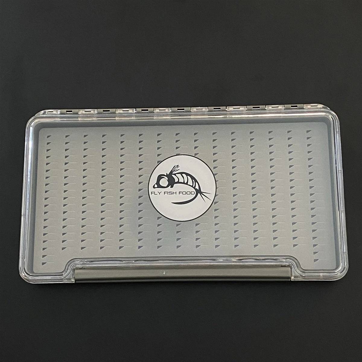 FLY FISH FOOD LOGO FLY BOX, CLEAR SINGLE SIDED - X-LARGE WITH EASY GRIP FOAM 3 FLY FISH FOOD LOGO FLY BOX, CLEAR SINGLE SIDED - X-LARGE WITH EASY GRIP FOAM