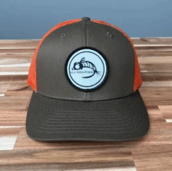 Fly Fish Food Logo Hat - Dark Loden/Jaffa Orange