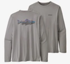 Patagonia Men's Long-Sleeved Capilene Cool Daily Fish Graphic Shirt -Fishing Equipment Store long sleeve grey