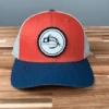 Fly Fish Food Logo Hat - Dark Orange/Aluminum/Light Navy -Fishing Equipment Store orangebluealuminum